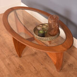 Restauré Teck Retro G Plan Fresque Teck &Verre OvalE Astro Table Basse