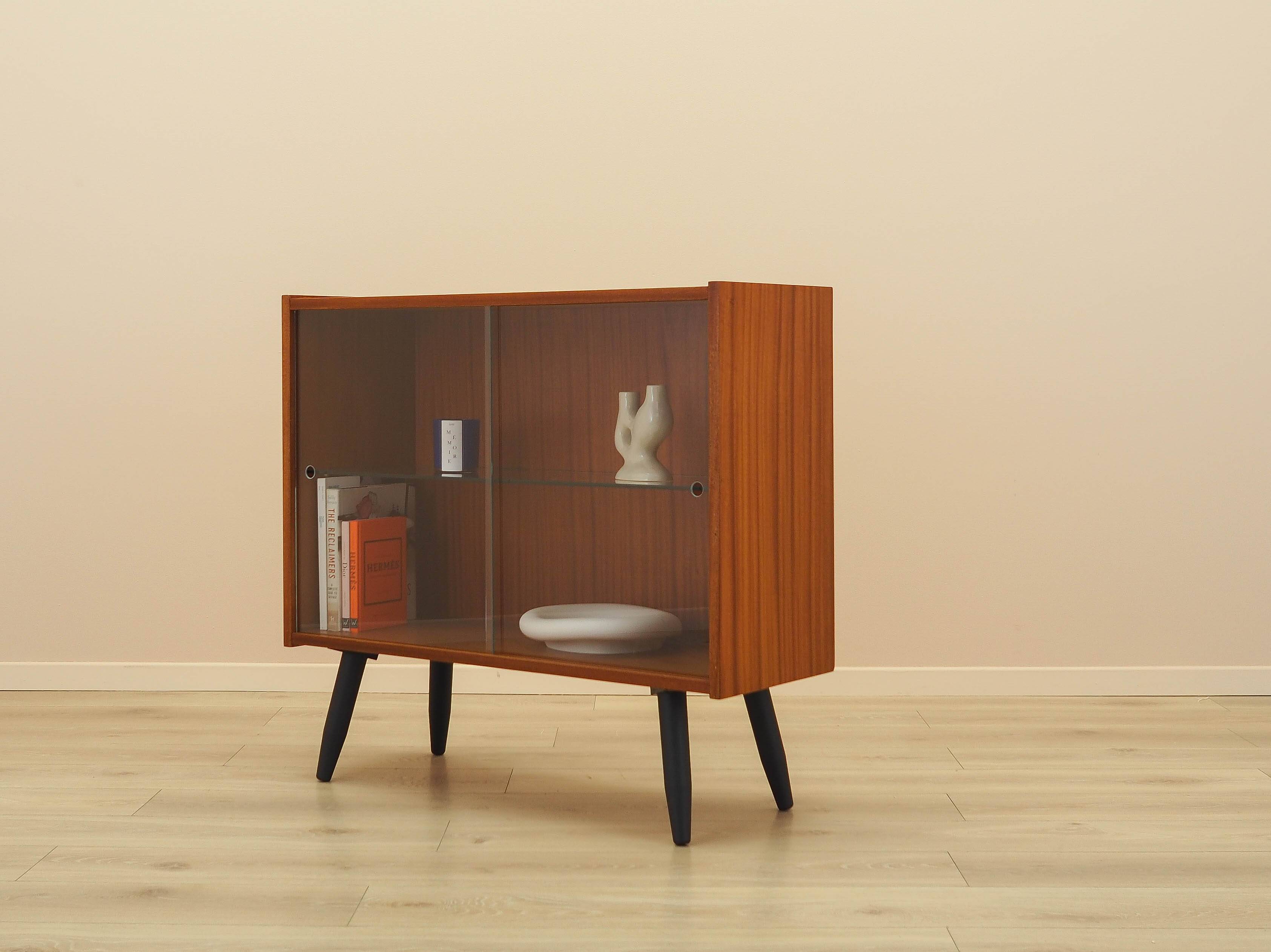 Mahogany display cabinet with glass front, Denmark, 1970s