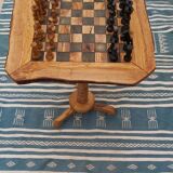 Rustic chess table olive wood, chess game 18"
