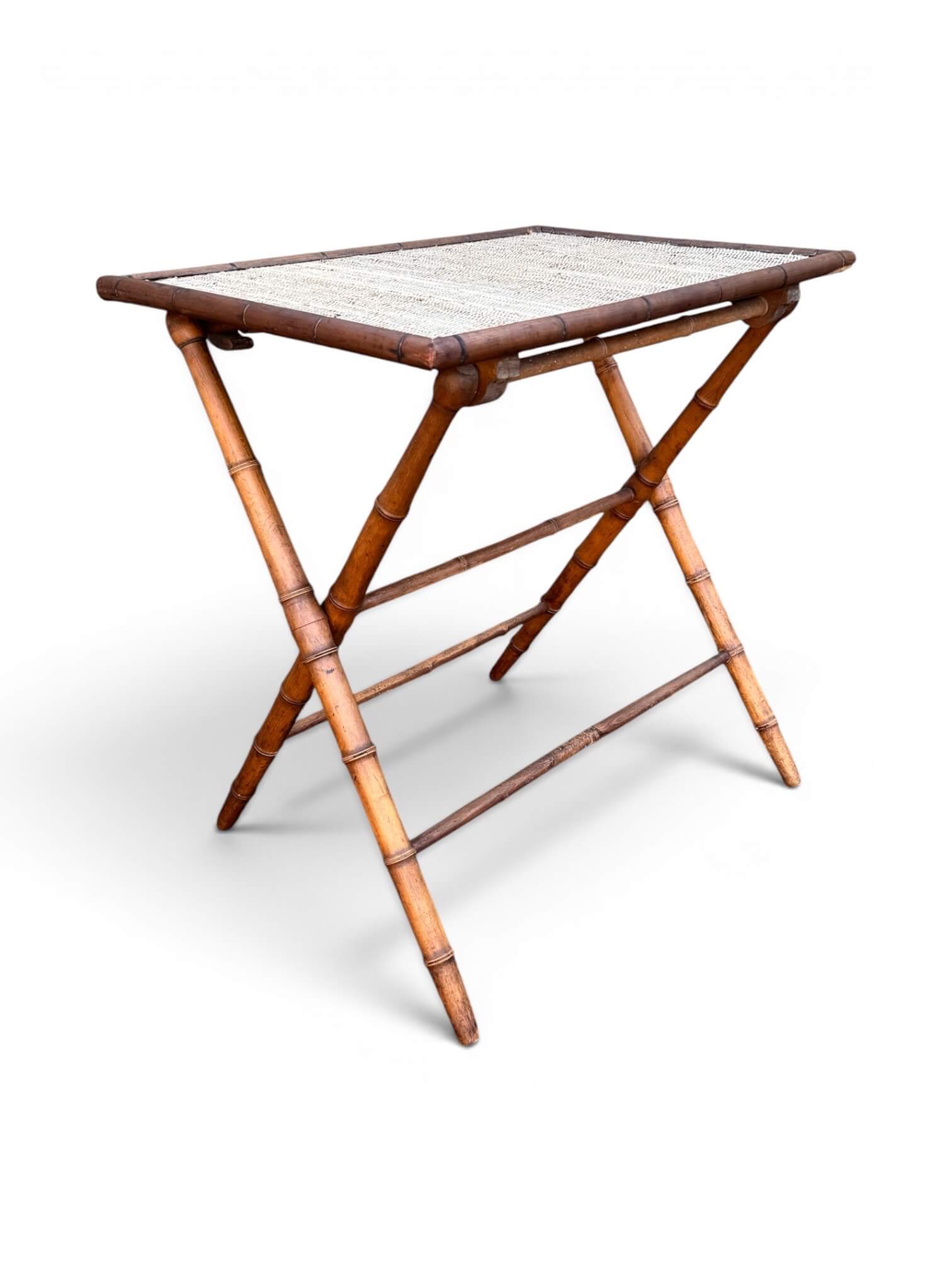 Table d’appoint pliante en faux bambou, époque 1900