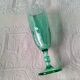 8 vintage emerald green glass champagne flutes