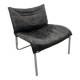 Vintage Mid-Century Scandinavian Modern Black Patchwork Leather Lounge Chair SET From IKEA, 1980s