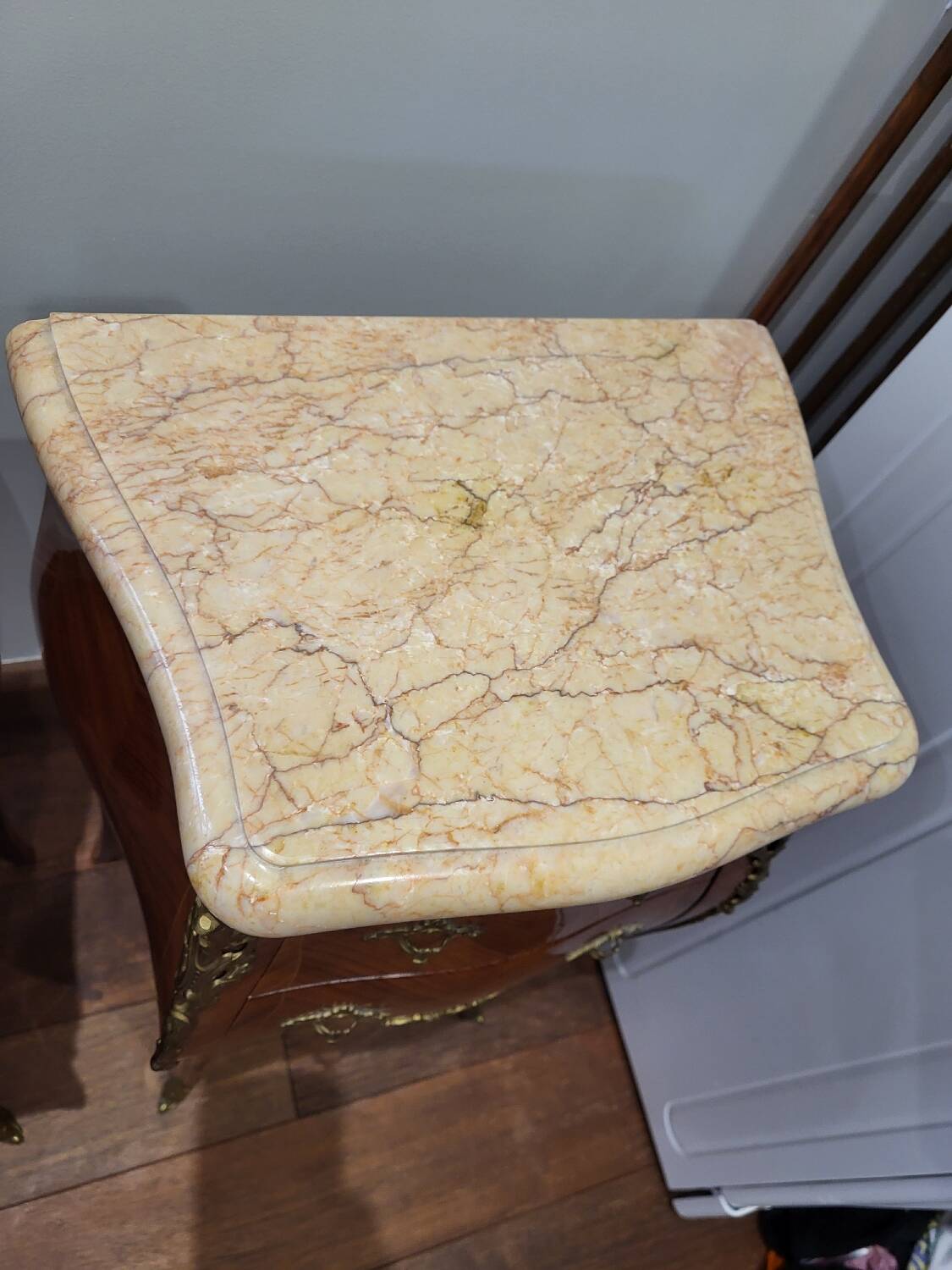 Pair of marquetry bedside tables