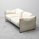 Vintage 2-seater sofa in beige and brown fabric, 1970s modernist