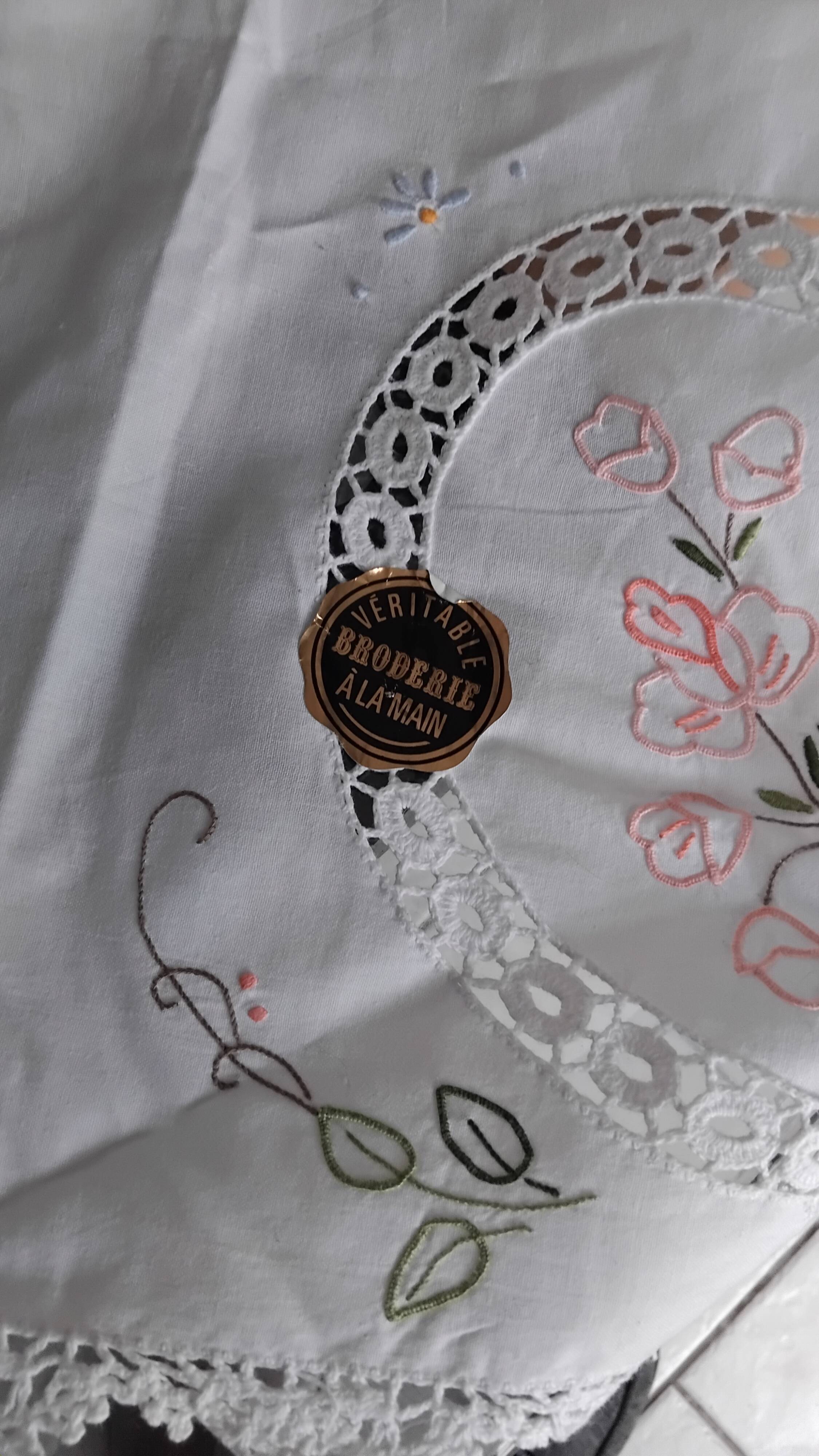 Vintage embroidered old tablecloth