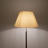 Organic whirlwind floor lamp in stained birch, Art Deco, Sweden, 1940s.