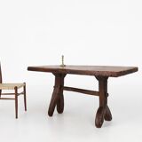 Rustic Spanish dining table, handmade in oak, 16th century