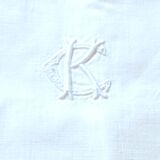 Vintage openwork cotton pillowcase and embroidered monogram CK 78x75