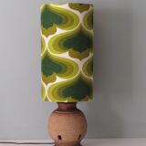 Vintage pottery table lamp with a new custom lampshade.