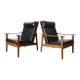 Pair of Scandinavian teak and leatherette armchairs, 1960