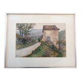 Aquarelle sur papier "Soir d'Automne, en Aveyron (vers Vendeloves)" signée, André Duculty (1912-1990)