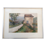 André Duculty (1912-1990) Watercolor on paper "Soir d'Automne, en Aveyron (vers Vendeloves)" Signed