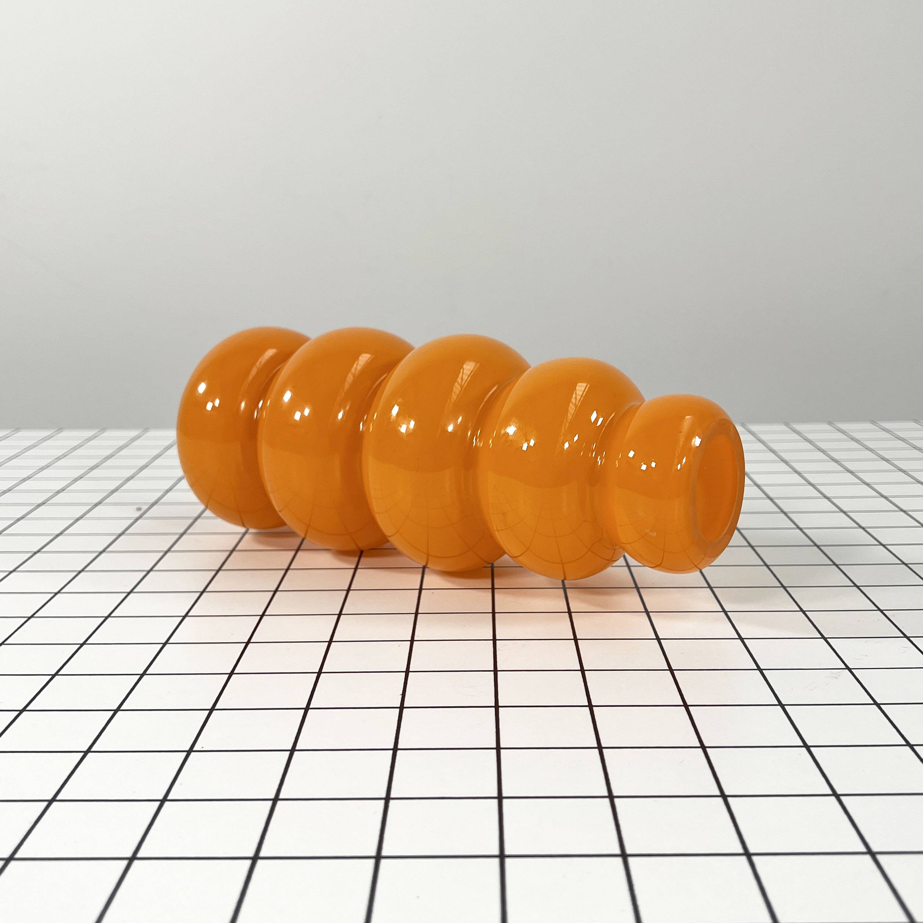 Orange Wavy Glass Vase, 1980