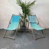 Set of 2 blue sun loungers
