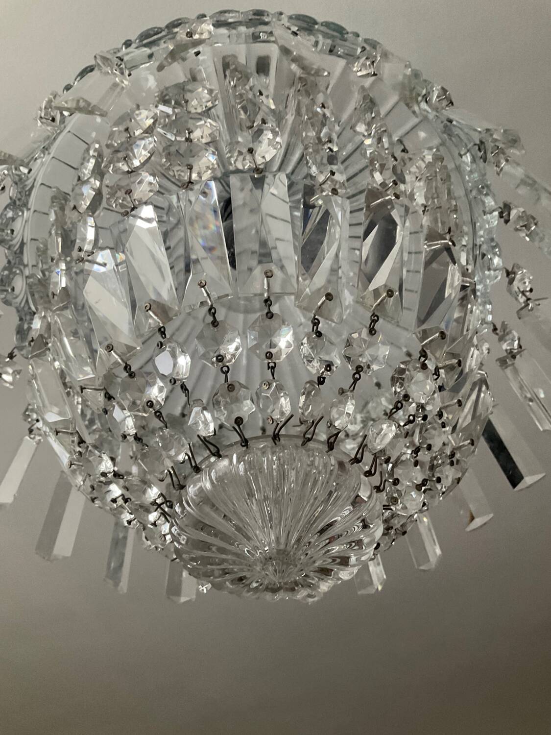 Bohemian crystal basket chandelier