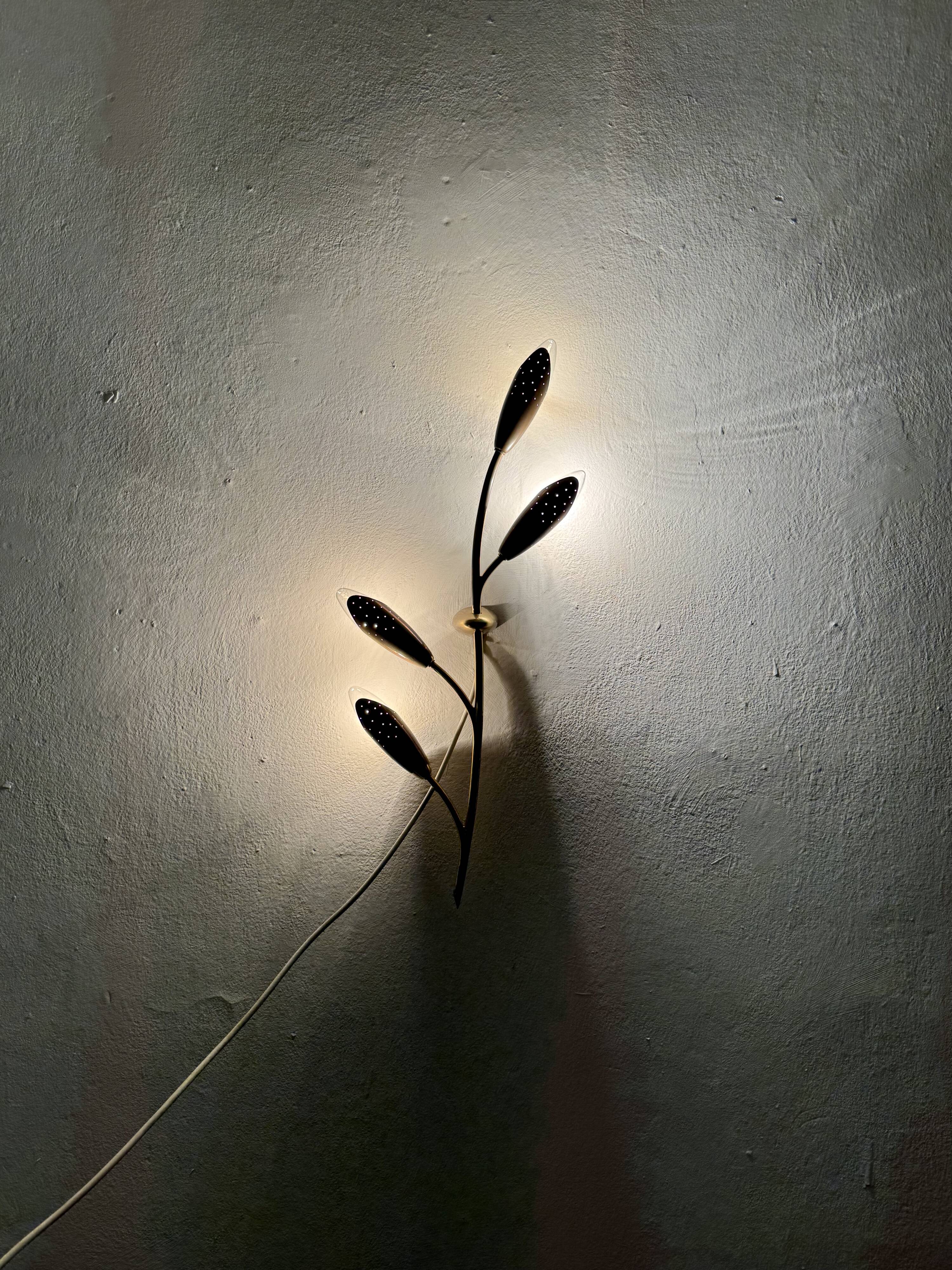 Floral Brass Wall Lamp by Rupert Nikoll