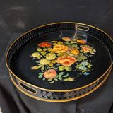 Large oval tray in painted sheet metal, Napoleon III style