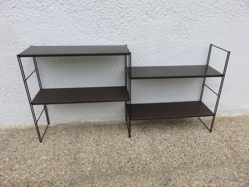 Modular wall string shelf in metal 50s 60s