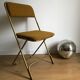 Vintage folding chair lafuma chantazur with striped gold fabric