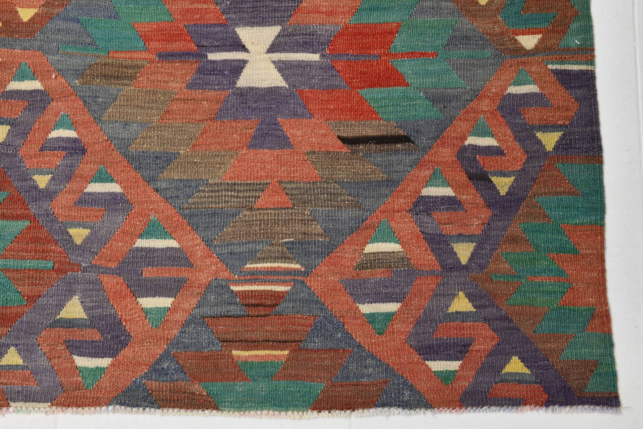 Multicolor Geometric Style Designer Kilim Rug, 181x291 Cm (5'11"x9'7" ft)