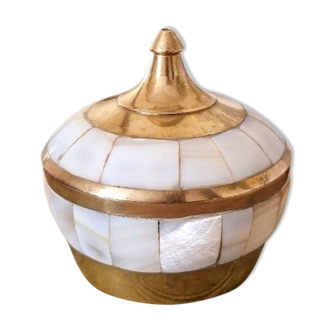 Mother-of-pearl and brass box