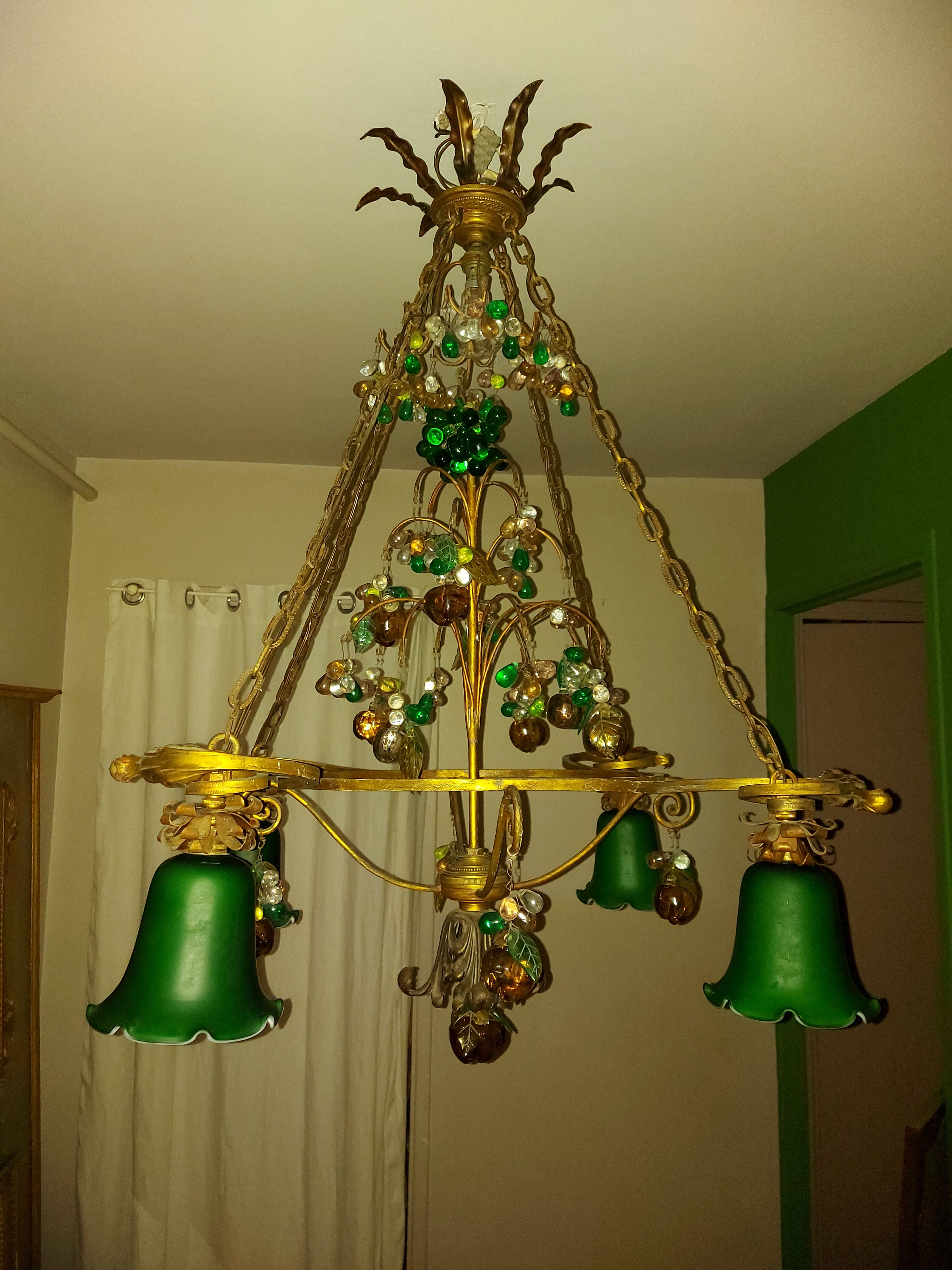 Very large art nouveau chandelier Murano (1 meter)