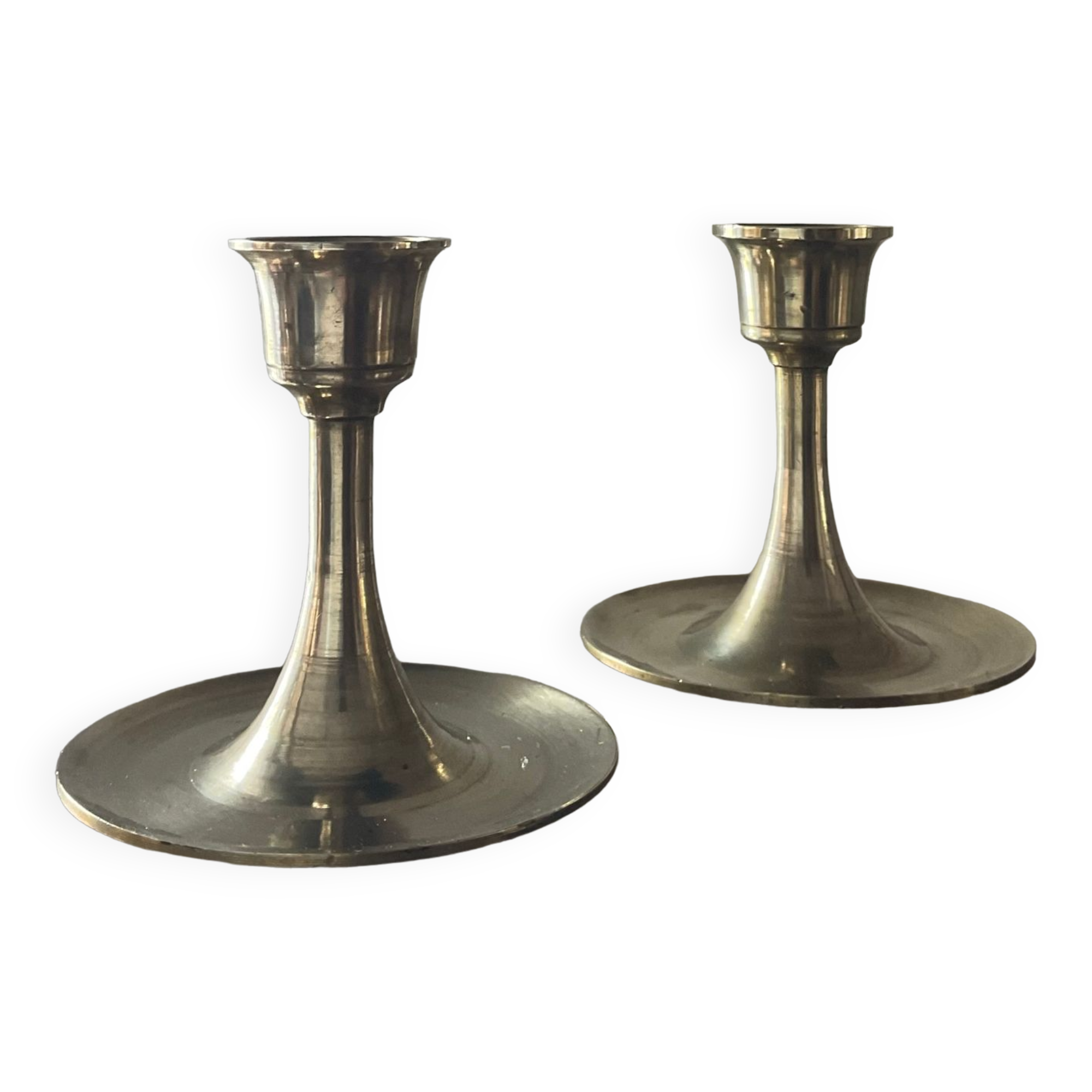 Pair of vintage brass candle holders