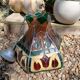 Vintage pendant light with multicoloured stained glass.