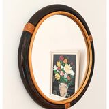 1970s Round Bamboo Mirror