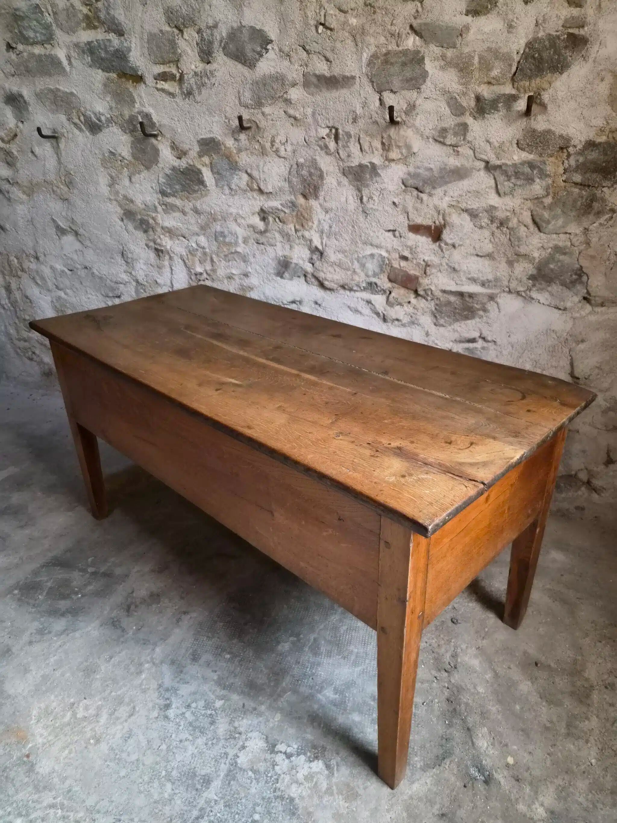 Antique oak flour chest from France, 19th century.