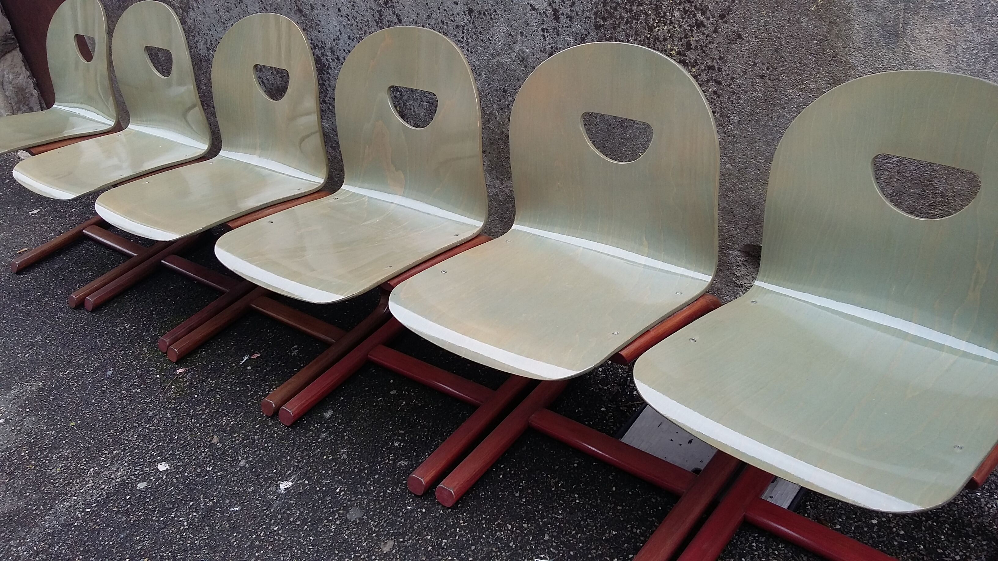 6 vintage sled chairs 1980
