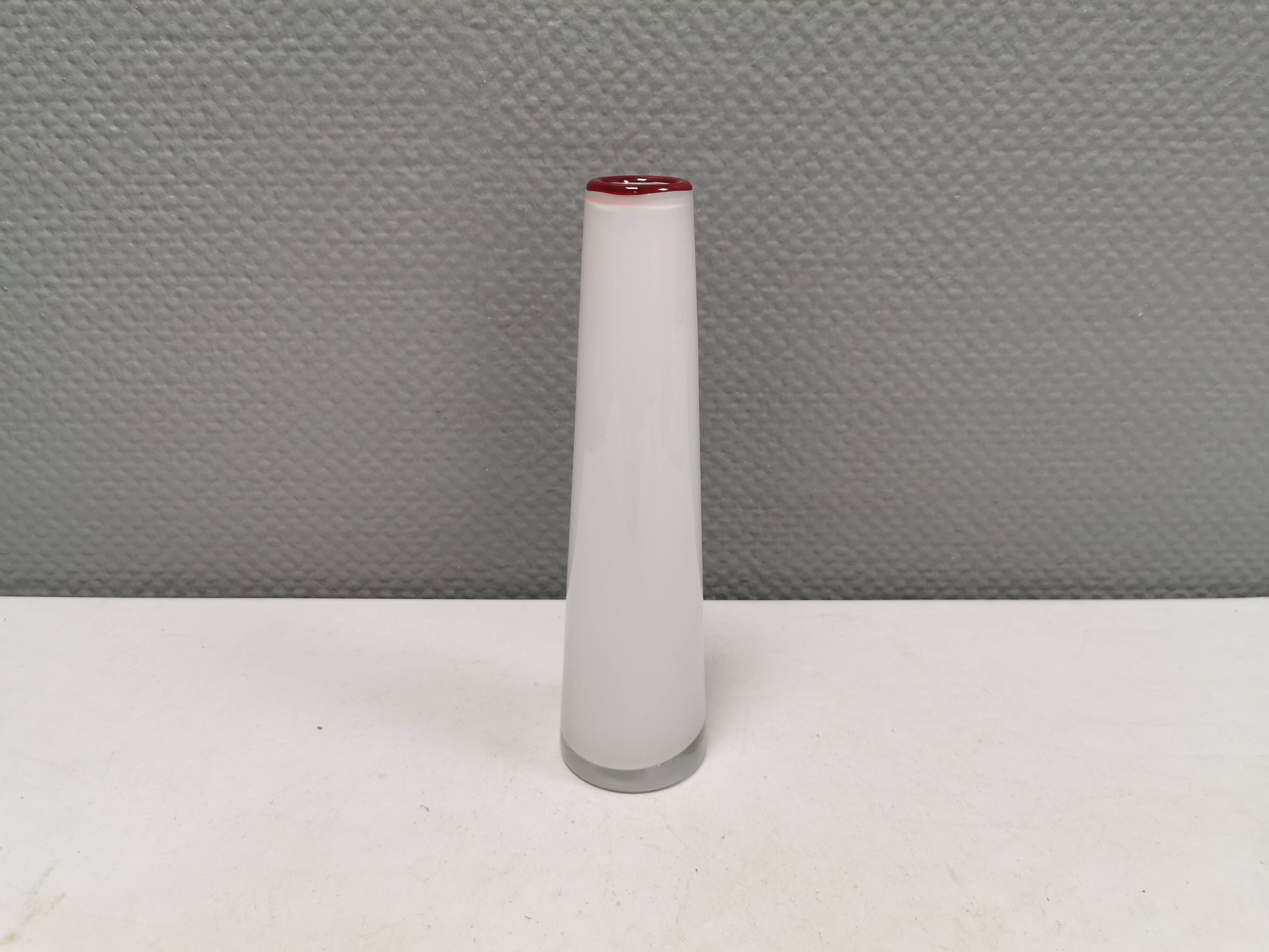 Slim mouth-blown vase from Danish holmegaard glassworks, estimated 1980s.
