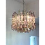 Contemporary Multicolor "Poliedri" Murano Glass Chandelier in Venini Style