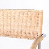 Pair of wicker and metal armchairs