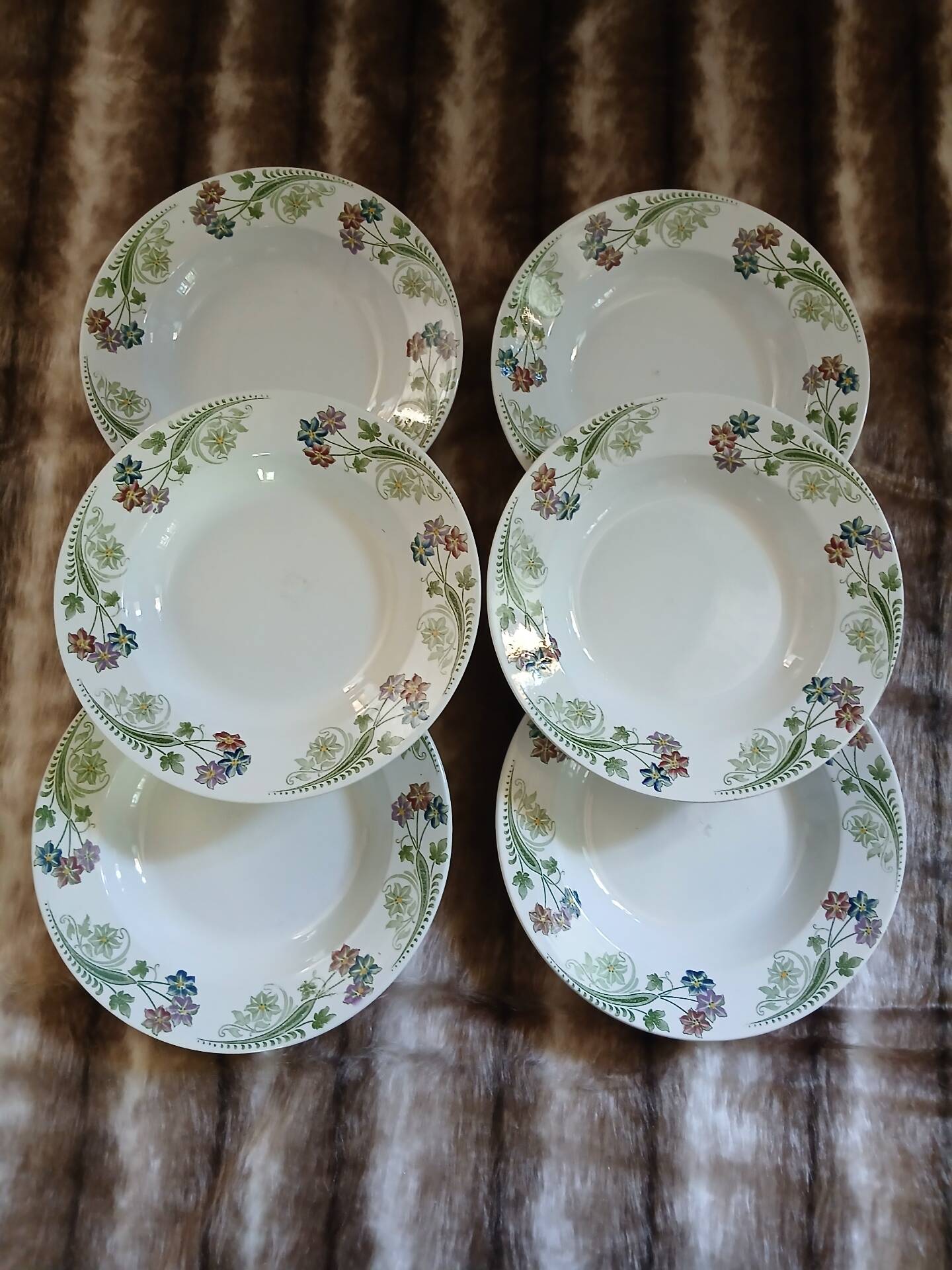 6 antique deep plates U&C Sarreguemines