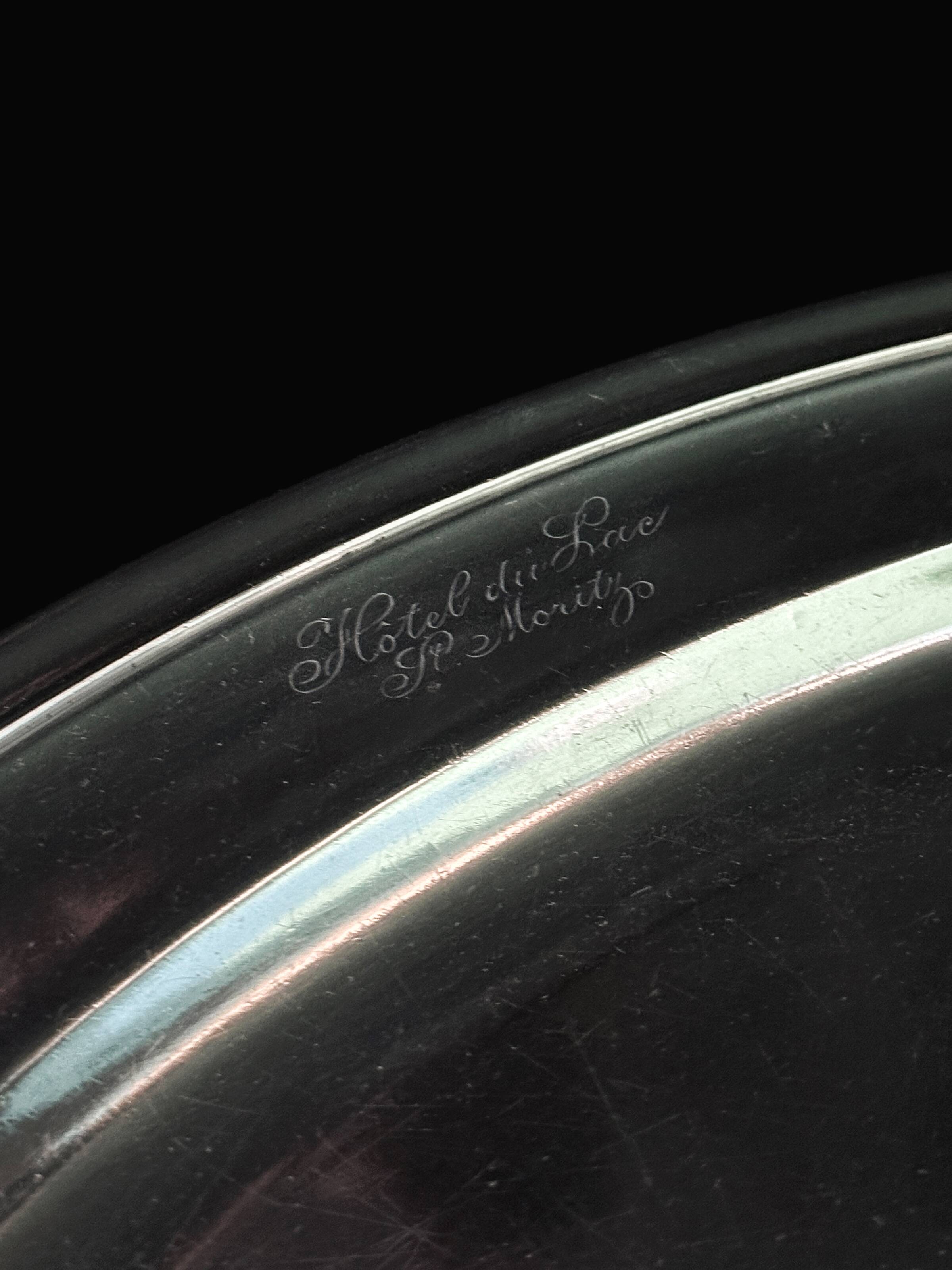 Silver-plated Christofle tray 1930s Grand Hotel du Lac St. Moritz