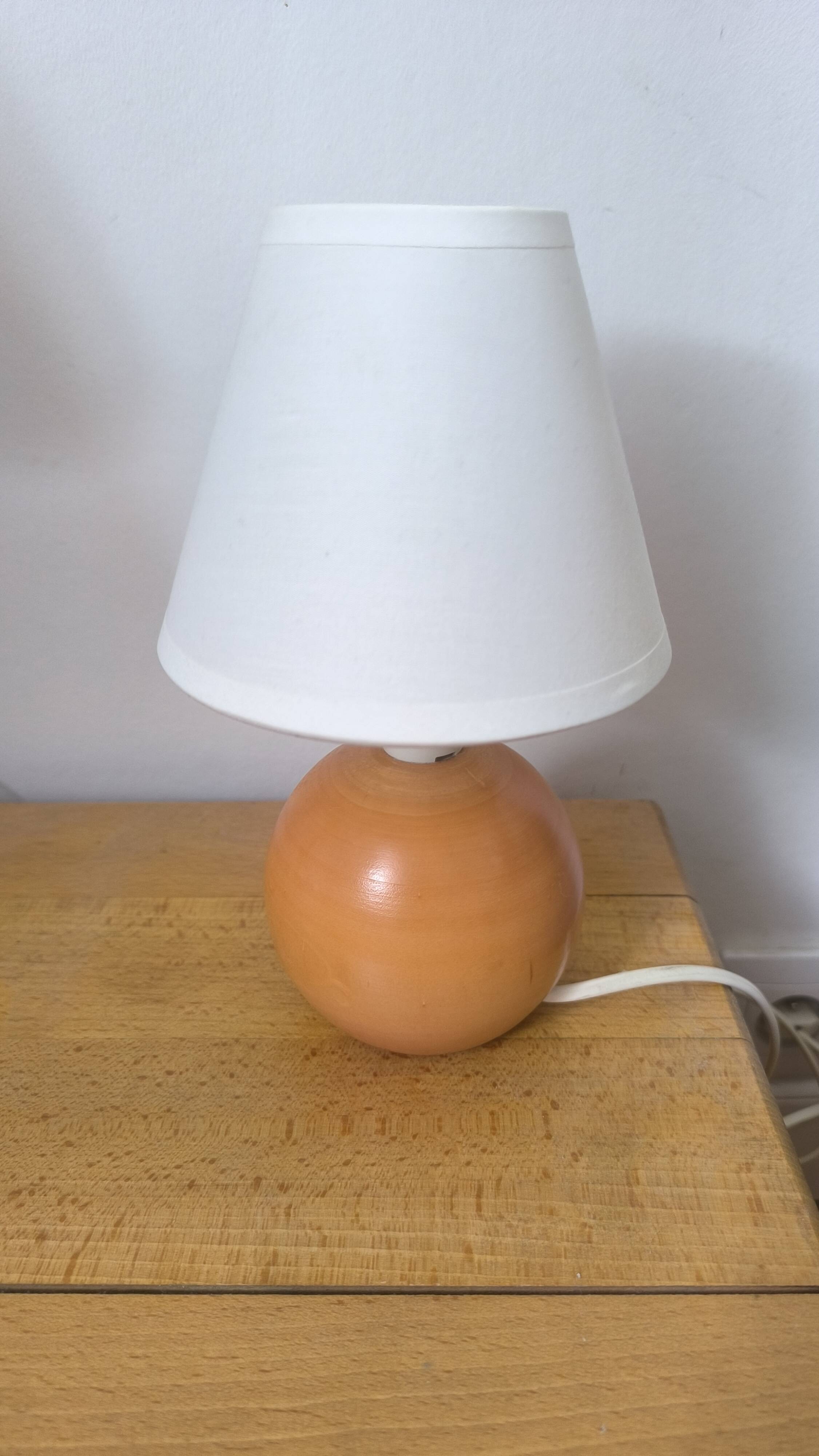Vintage walnut wood ball lamp