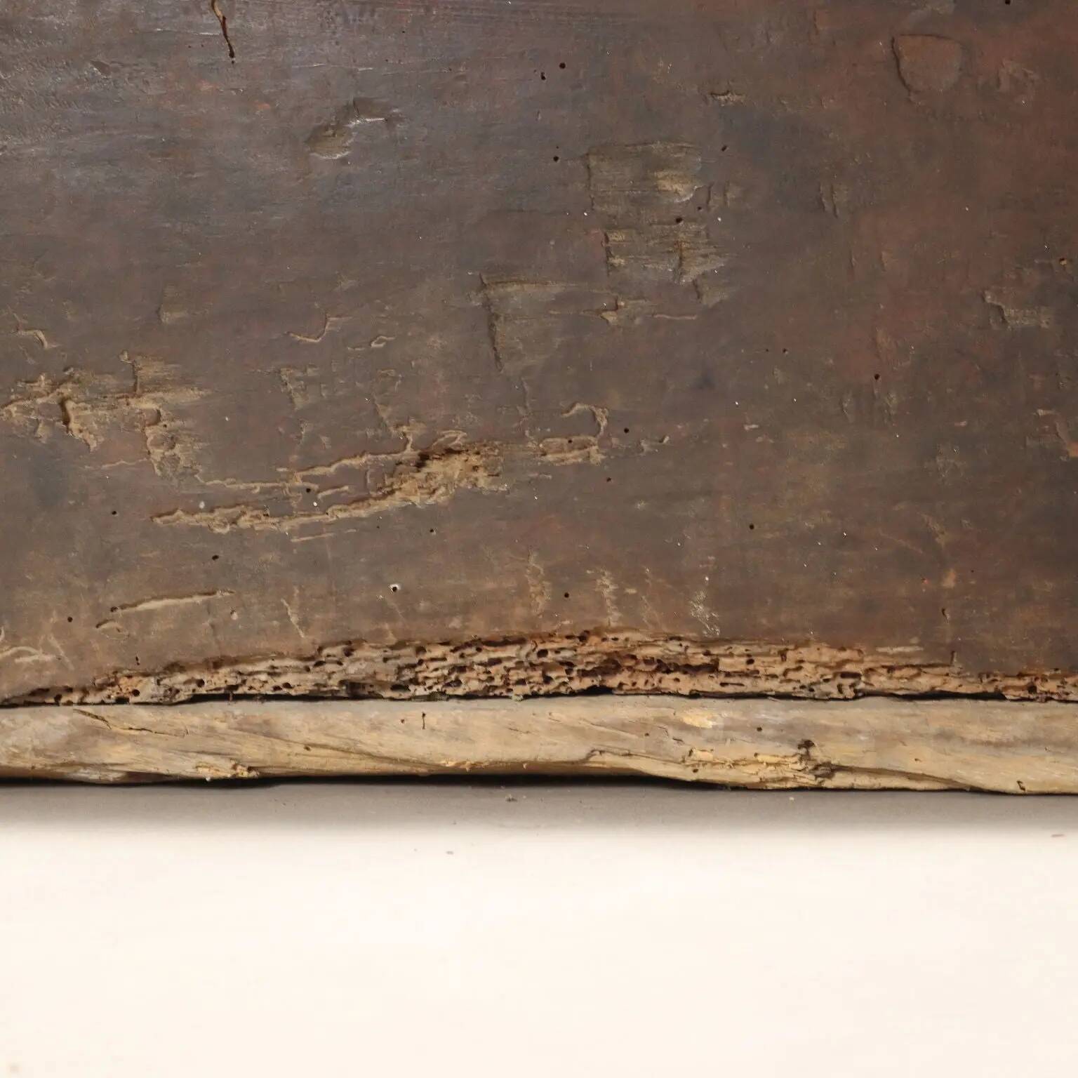 Antique walnut chest with a hinged lid, Italy, 17th century.