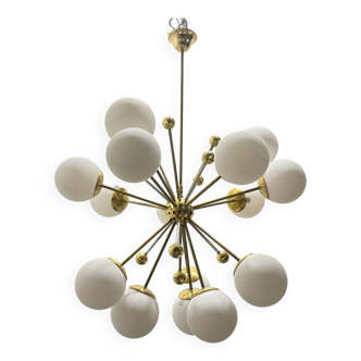 Large Sputnik Brass Chandelier 1980’s 16 Lights