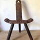 Vintage Spanish tripod chair in carved wood
