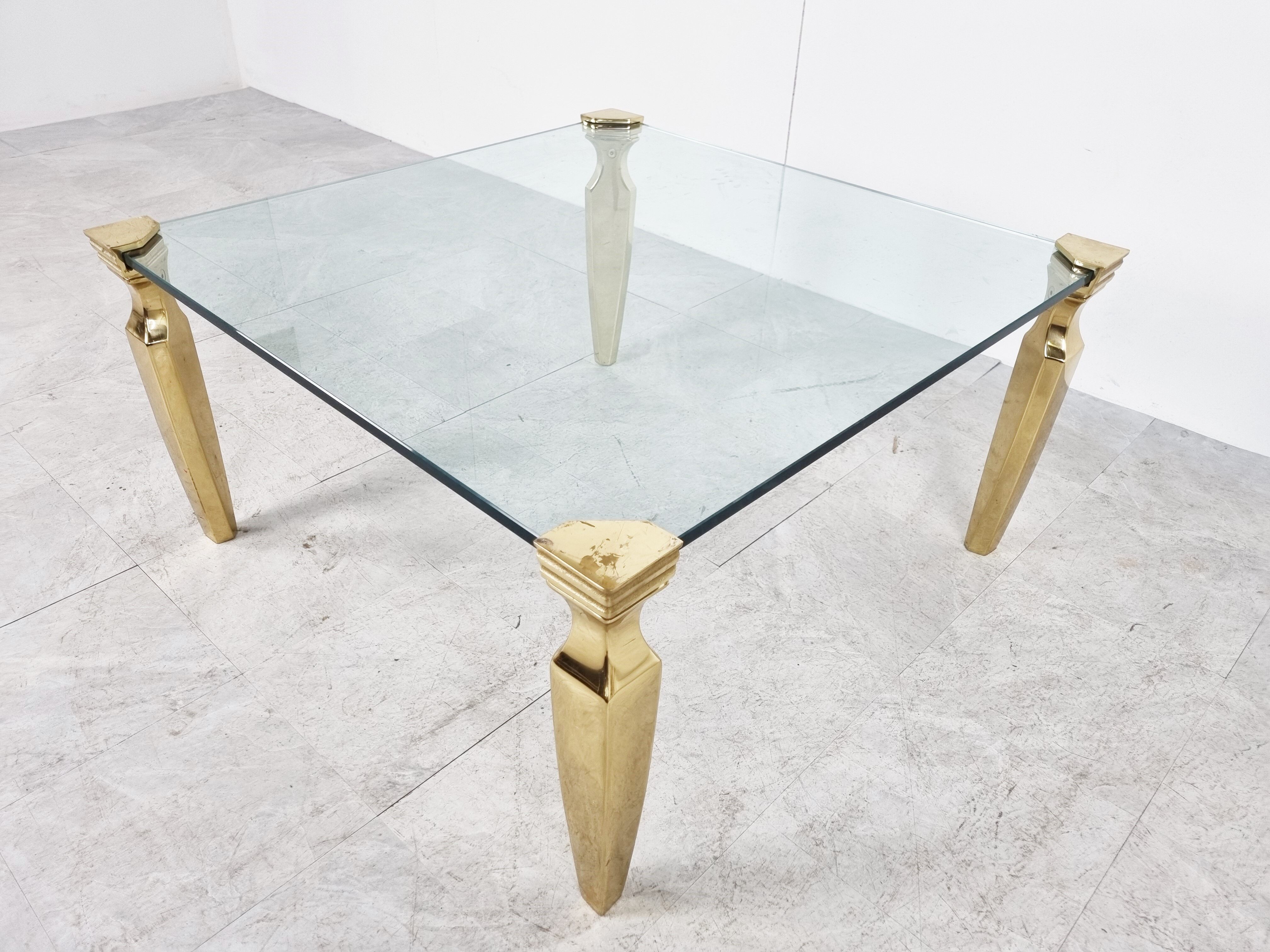 Brass and glass coffee table, 1970s