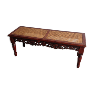 Banc bois et cannage