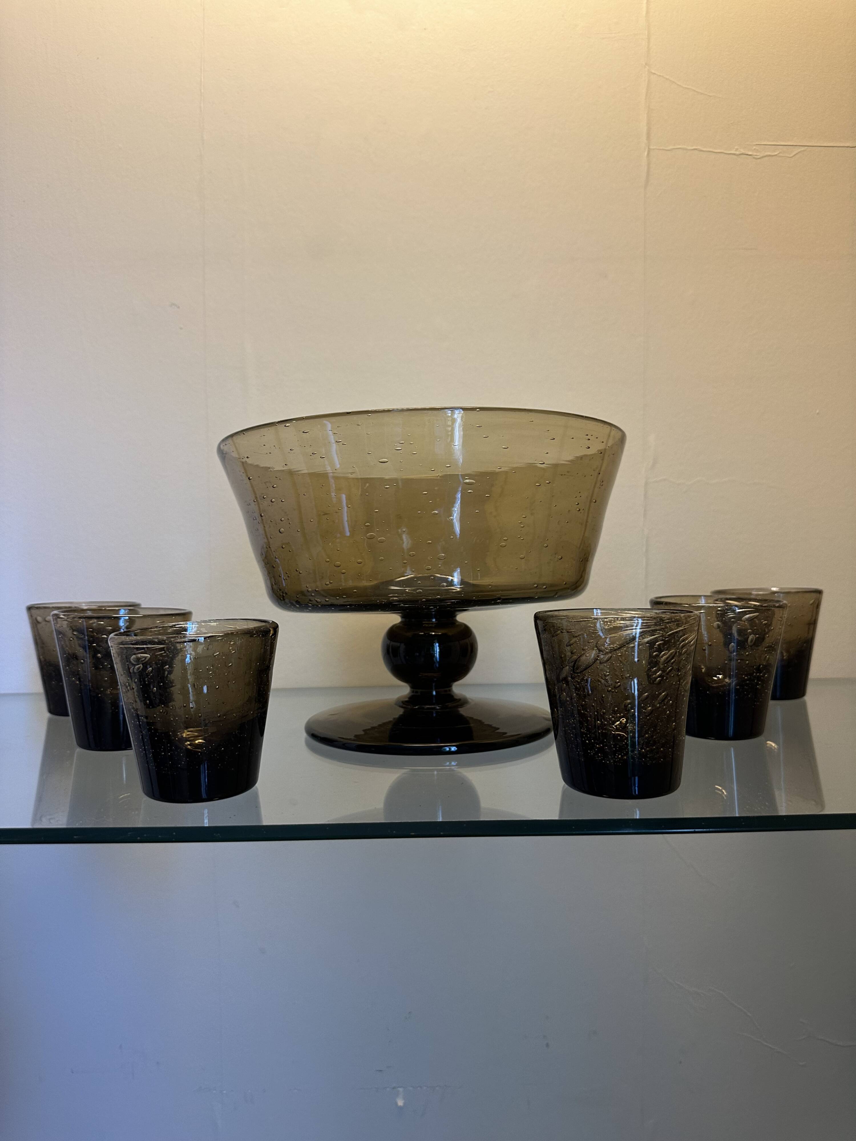 Service En Verre Soufflé Et Bullé de Biot