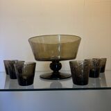 Blown and bubbled glass service from Biot