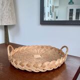 Large round woven wicker tray – Vintage craftsmanship