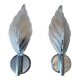70s glass and chrome metal leaf wall lights