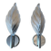 70s glass and chrome metal leaf wall lights