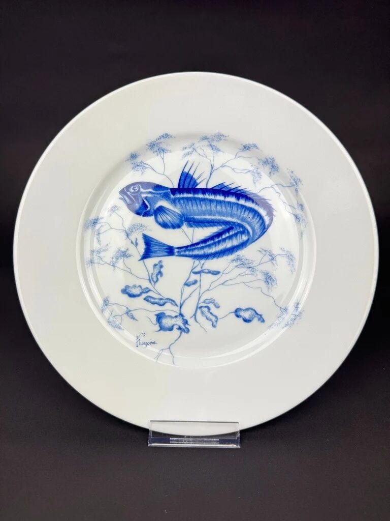 Service of 6 stylised fish dinner plates – Jammet Seignolles