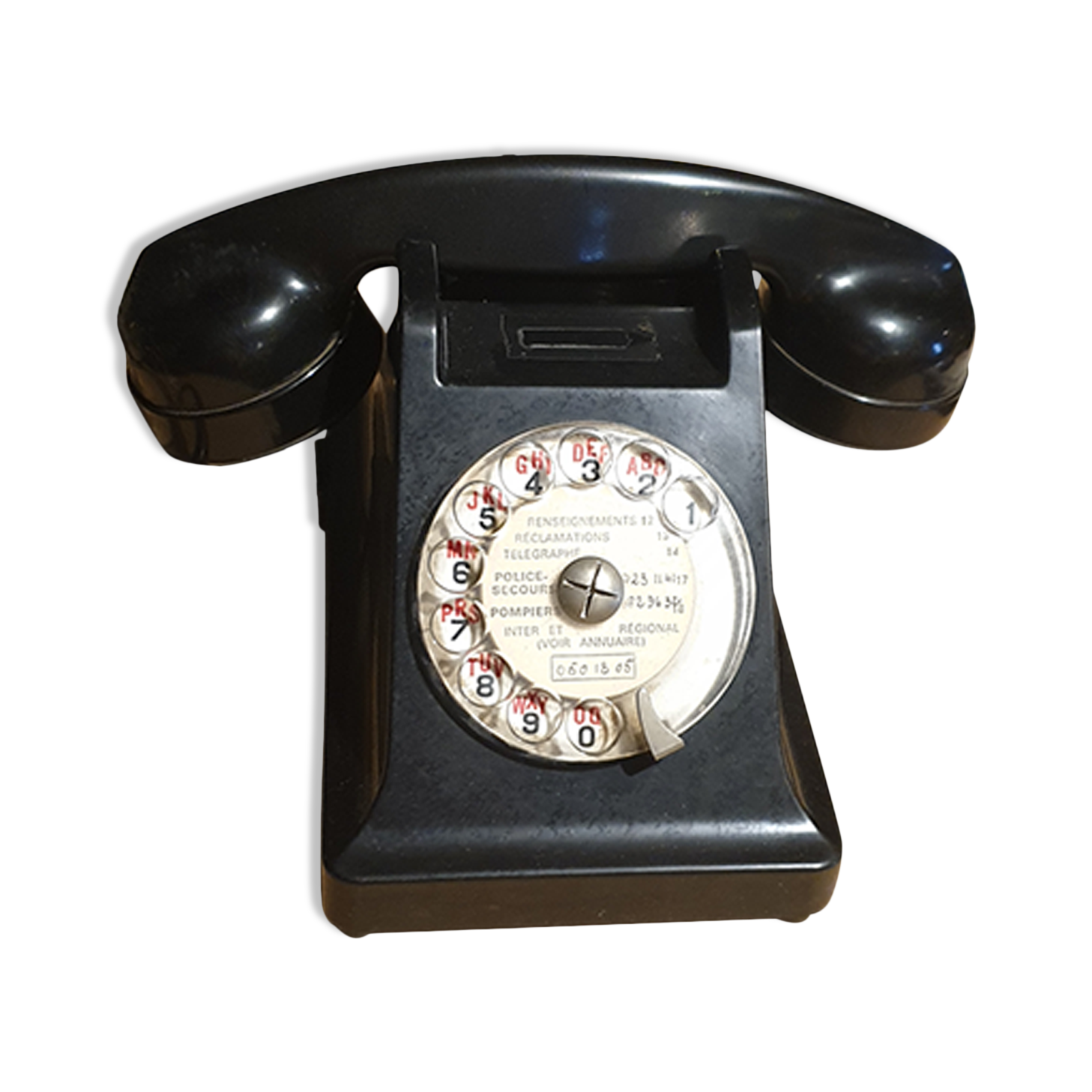 Old fixed phone black bakelite