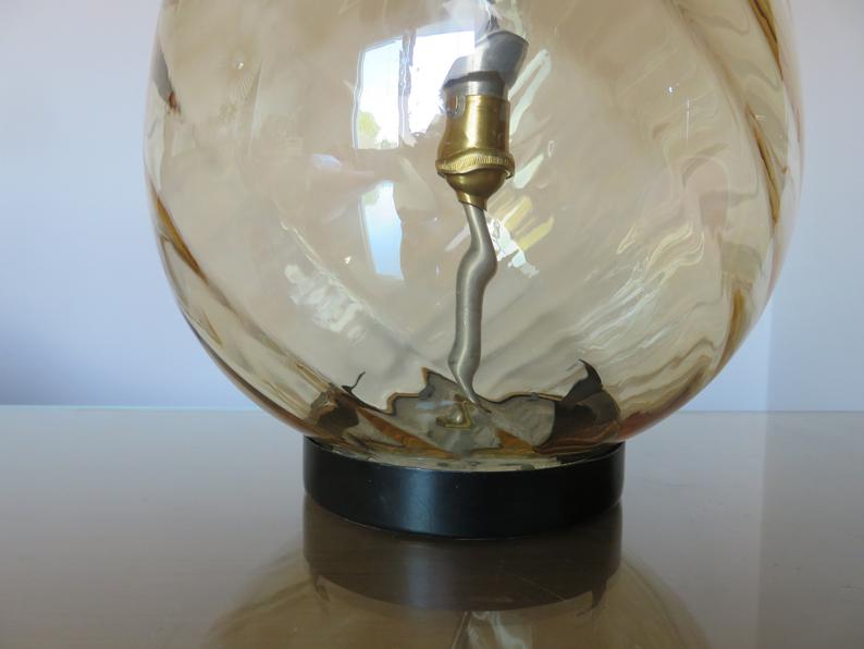 Murano glass "egg" lamp amber golden 60 70 years